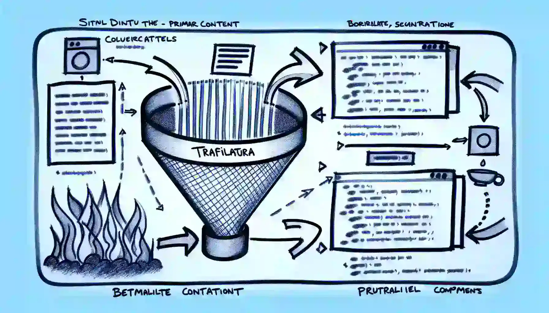 Trafilaturaは、ウェブページからメインコンテンツを抽出するPythonライブラリです。Boilerplateコードやナビゲーションなどのノイズをフィルタリングし、本文のみを抽出できます。この記事では、Trafilaturaの概要、ライフサイクル、ユースケースについて、サンプルコードやMermaidチャートを交えながら解説します。